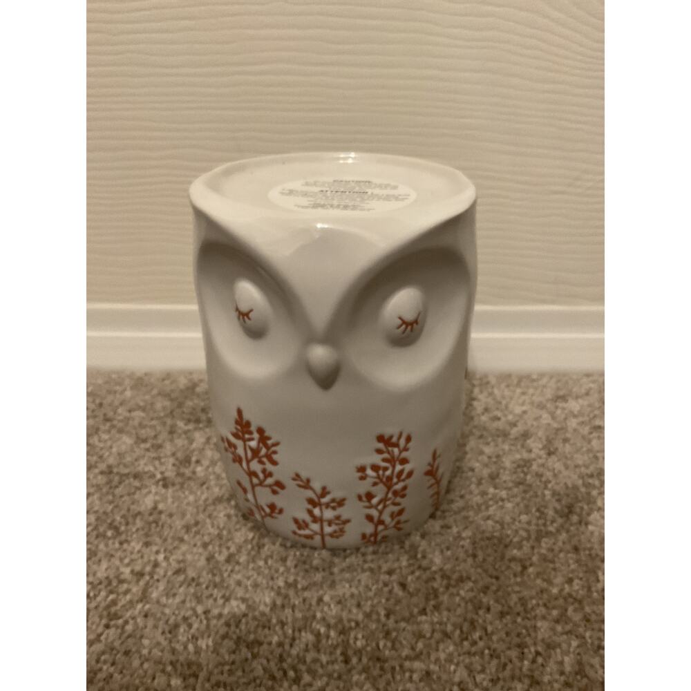 Bath & Body Works White Owl 3 Wick Candle Holder Ceramic Fall Woodland Decor - Picture 2 of 6
